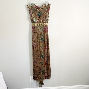 NICOLE MILLER Women’s Strapless Velvet Burnout Intricate Pattern Dress Size 8